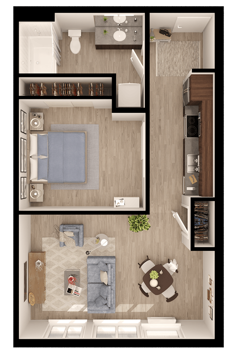 Anthem PDX Urban 1 Bedroom Floor Plan
